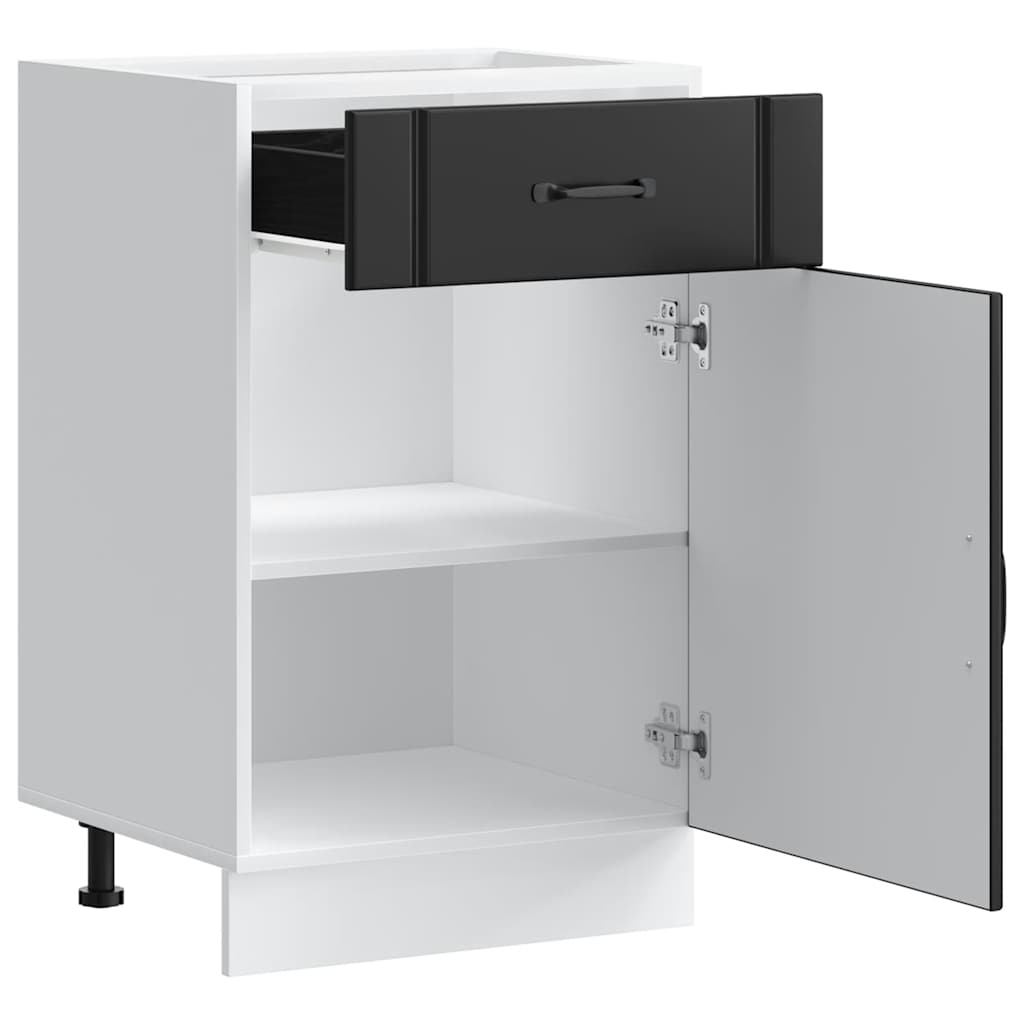 Kitchen Base Cabinet "Lucca" Black Engineered Wood
