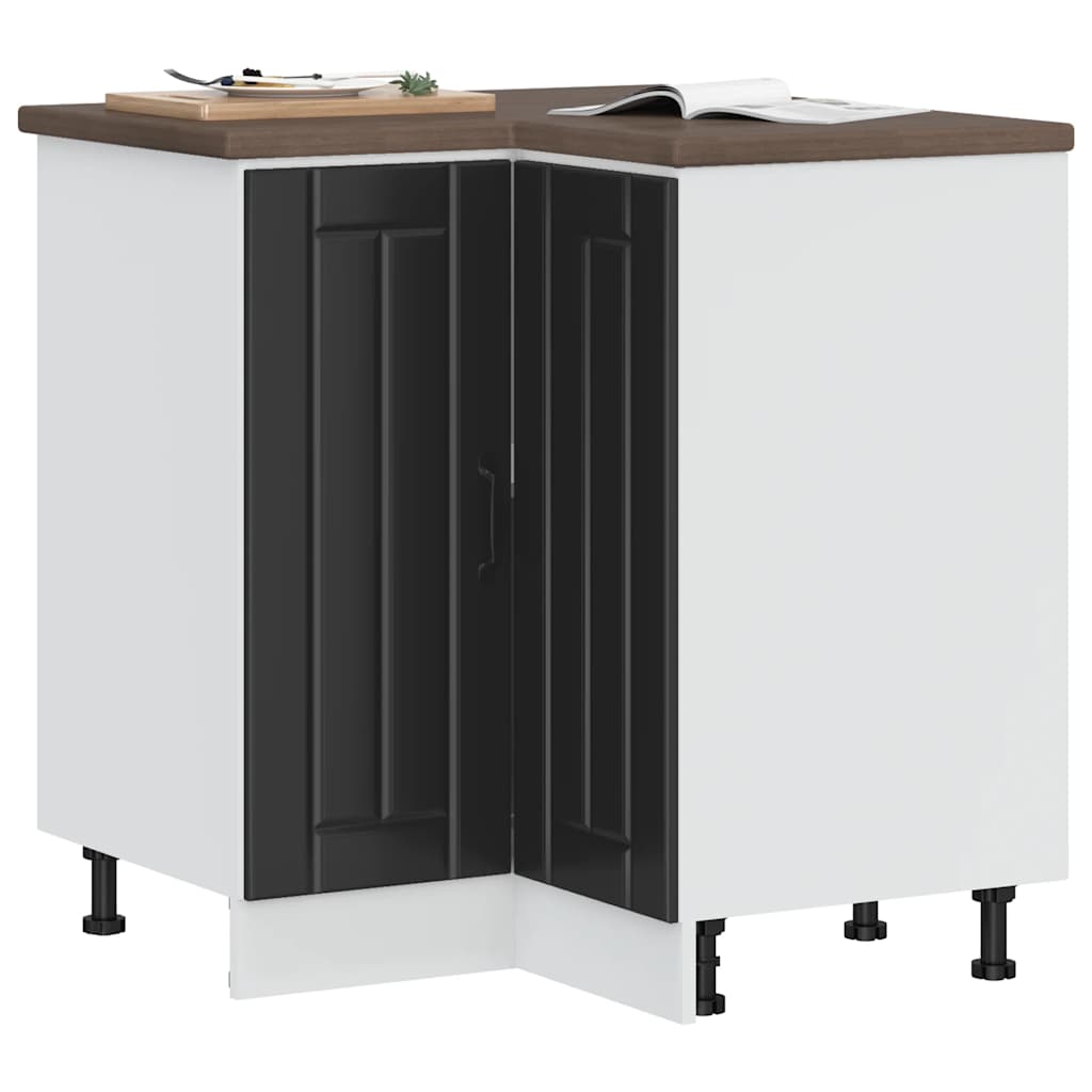 Kitchen Corner Base Cabinet "Lucca" Black Engineered Wood
