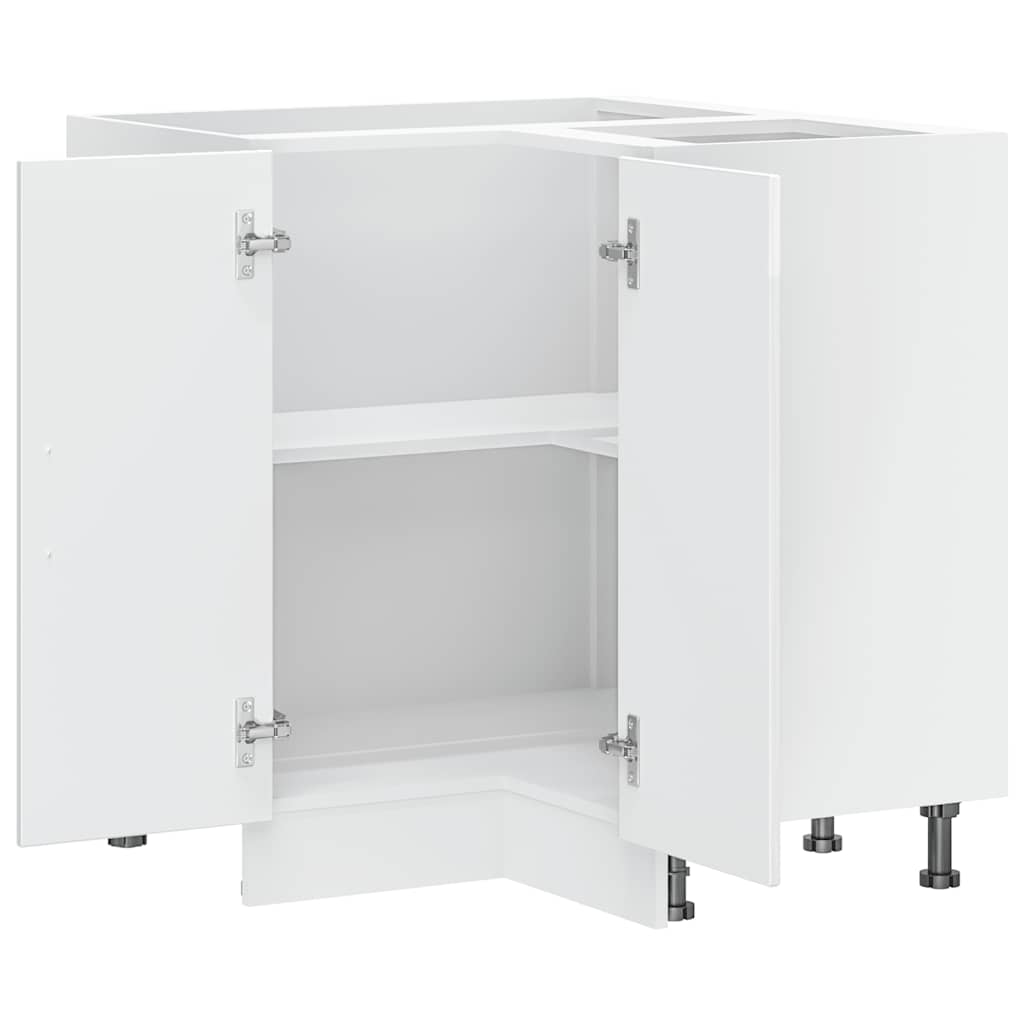 Kitchen Corner Base Cabinet "Lucca" High Gloss White Engineered Wood