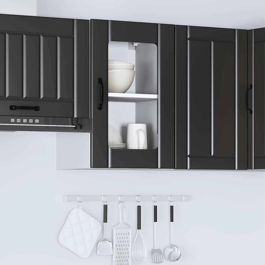 Kitchen Wall Cabinet with Glass Door "Lucca" Black