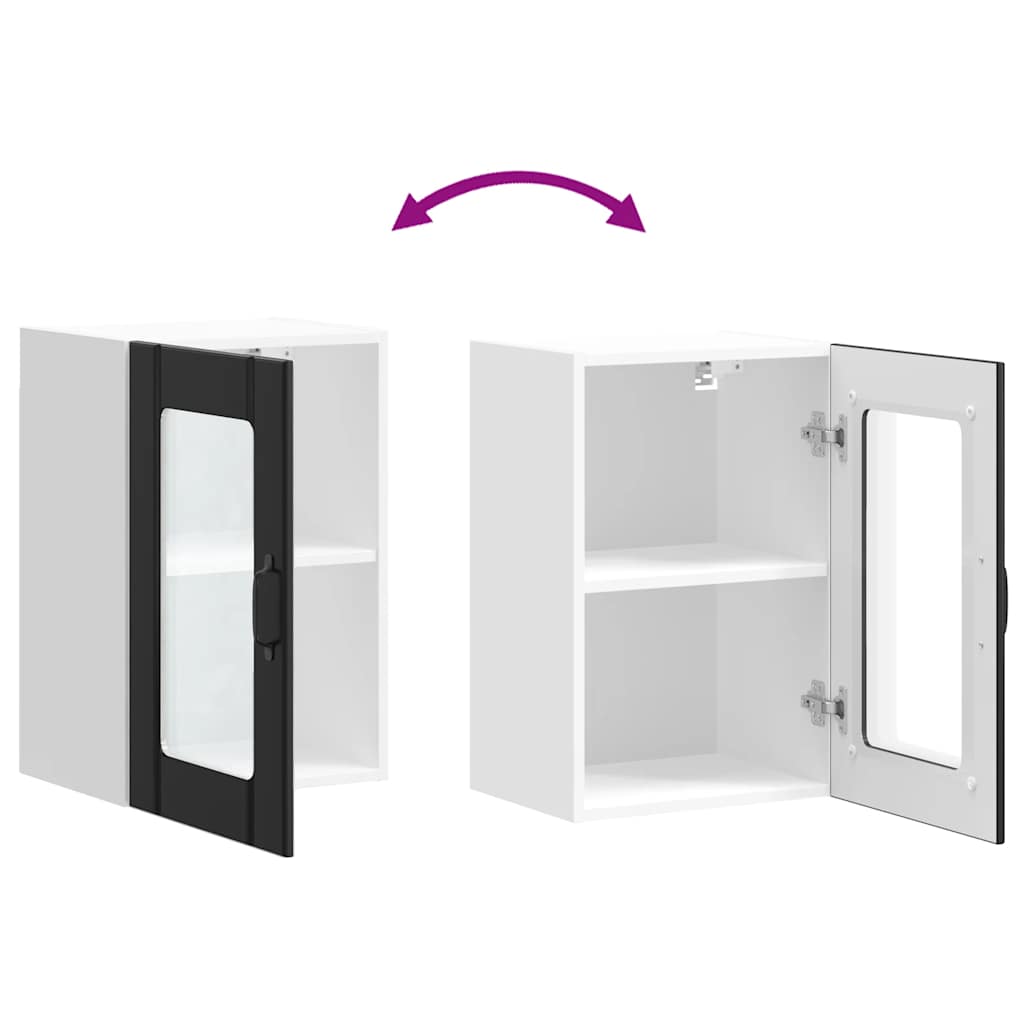 Kitchen Wall Cabinet with Glass Door "Lucca" Black