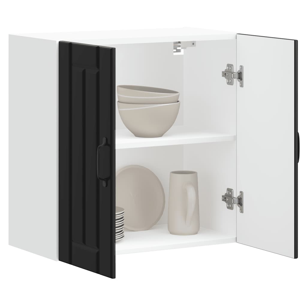 Kitchen Wall Cabinet "Lucca" Black Engineered Wood