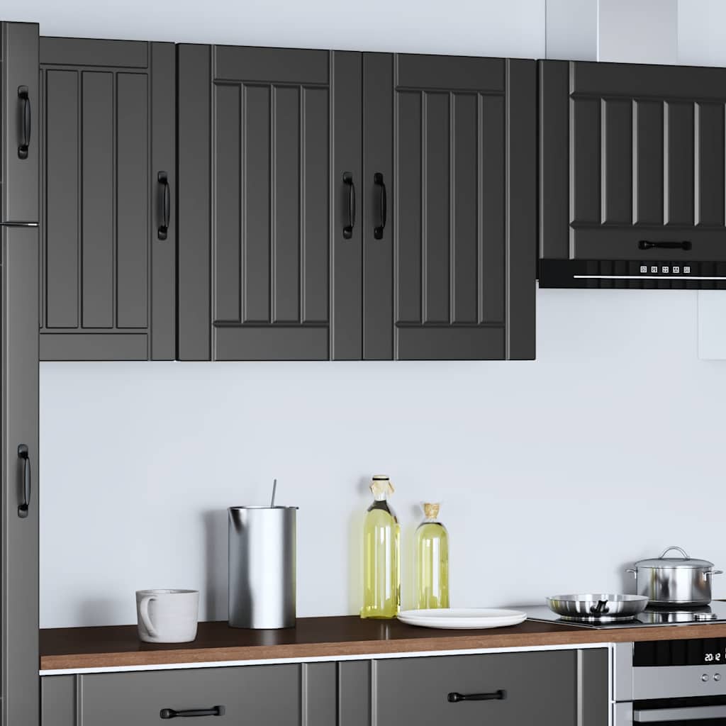 Kitchen Wall Cabinet "Lucca" Black Engineered Wood