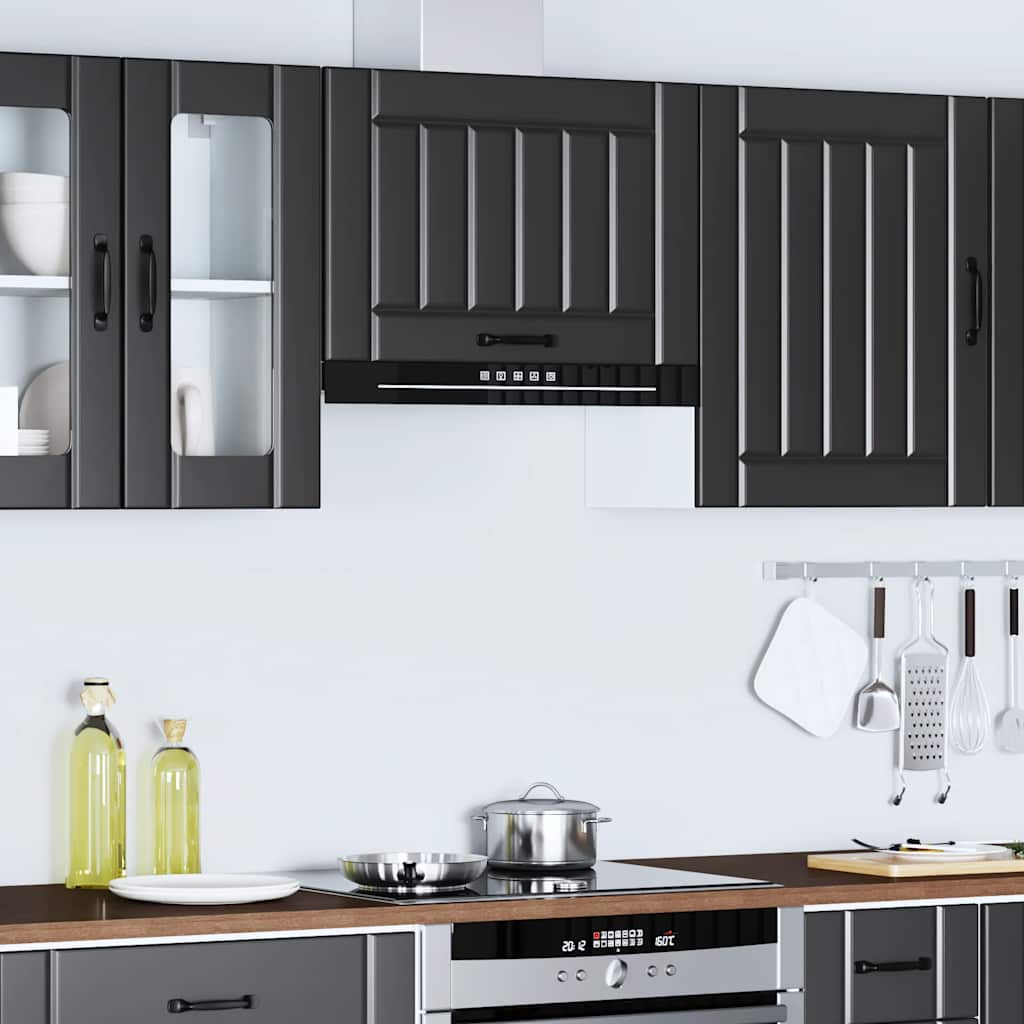Kitchen Wall Cabinet "Lucca" Black Engineered Wood