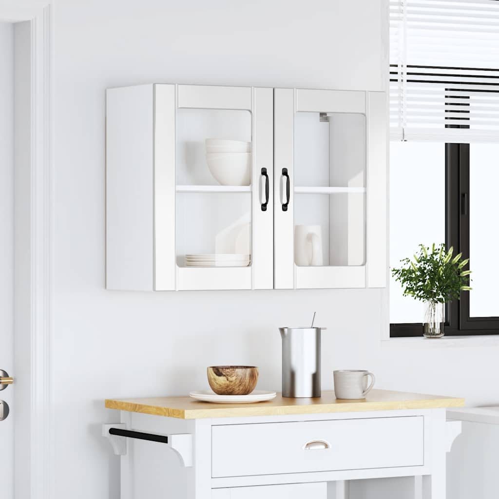 Kitchen Wall Cabinet with Glass Door "Lucca" High Gloss White Engineered Wood
