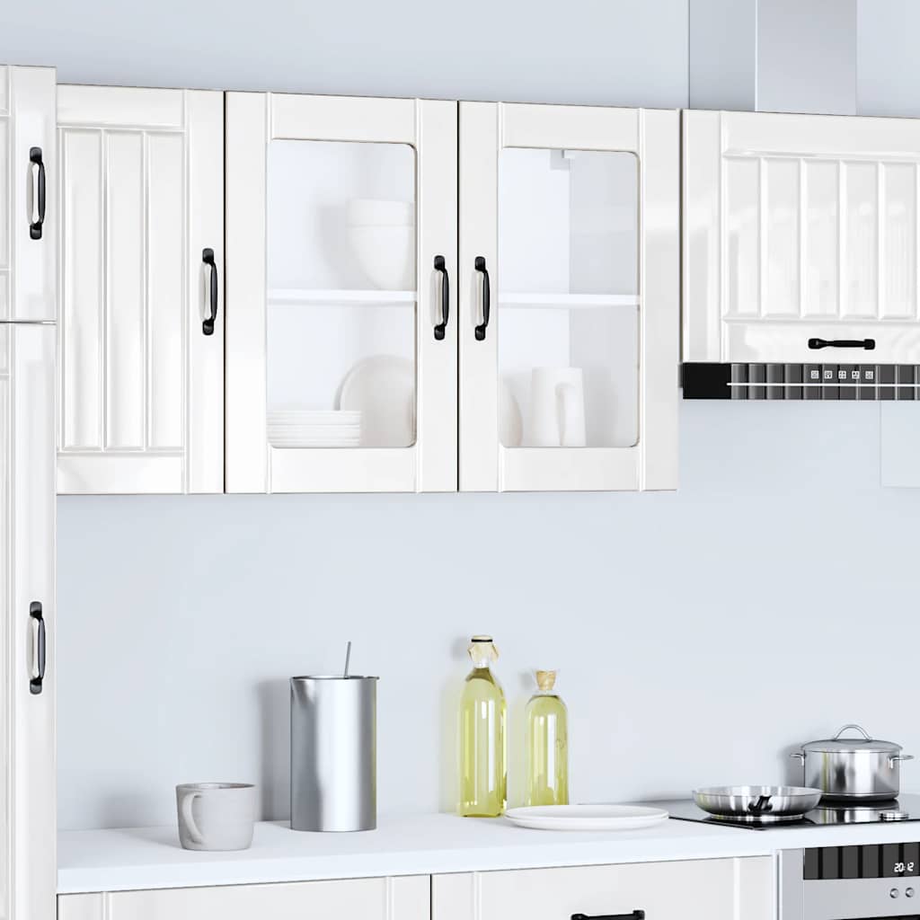 Kitchen Wall Cabinet with Glass Door "Lucca" High Gloss White Engineered Wood