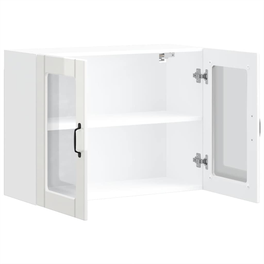Kitchen Wall Cabinet with Glass Door "Lucca" High Gloss White Engineered Wood