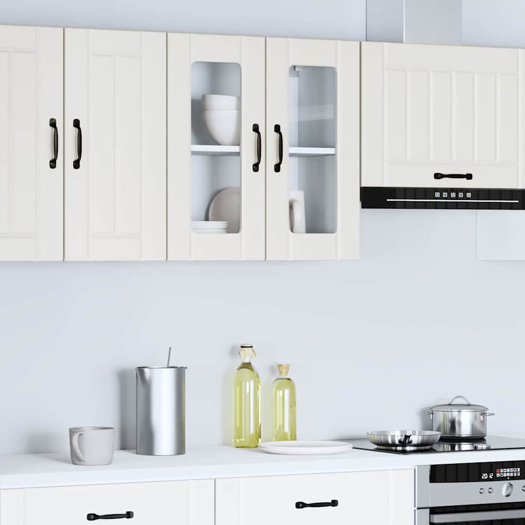 Kitchen Wall Cabinet with Glass Door Lucca White Engineered Wood