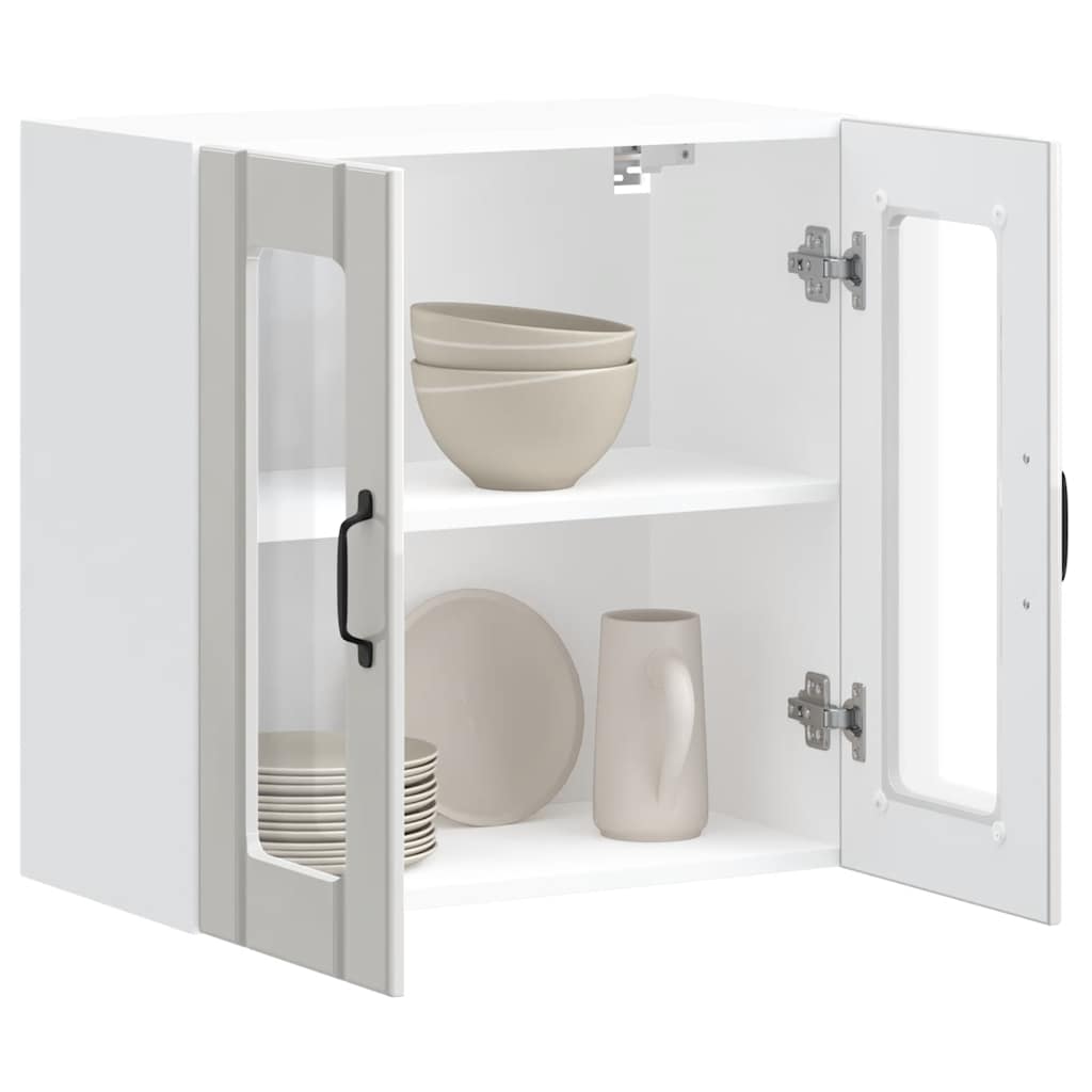 Kitchen Wall Cabinet with Glass Door "Lucca" High Gloss White Engineered Wood