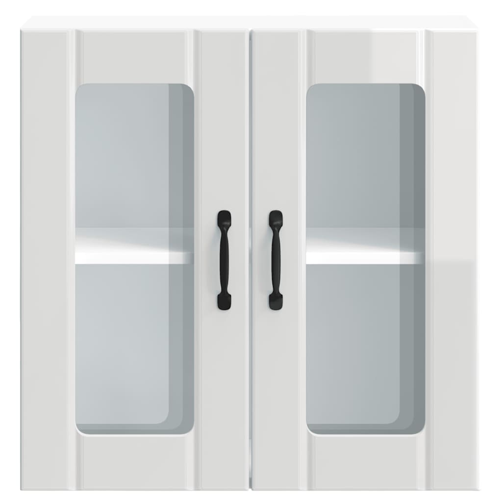 Kitchen Wall Cabinet with Glass Door "Lucca" High Gloss White Engineered Wood