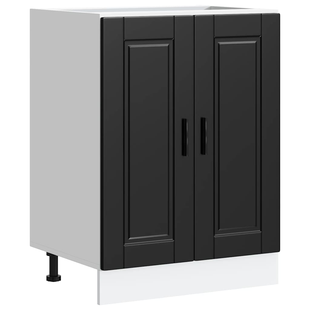 Kitchen Base Cabinet "Porto" Black Engineered Wood