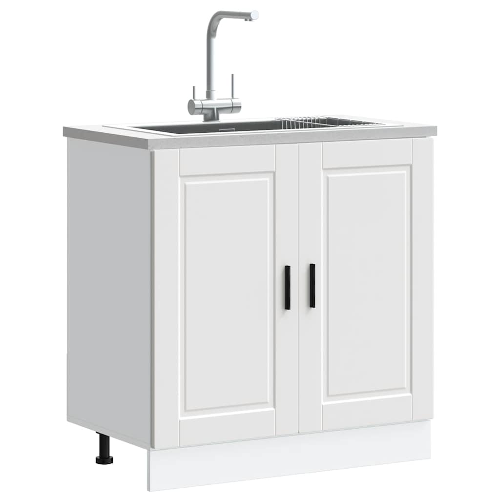 Sink Base Cabinet Porto White 80x46x81.5 cm Engineered Wood