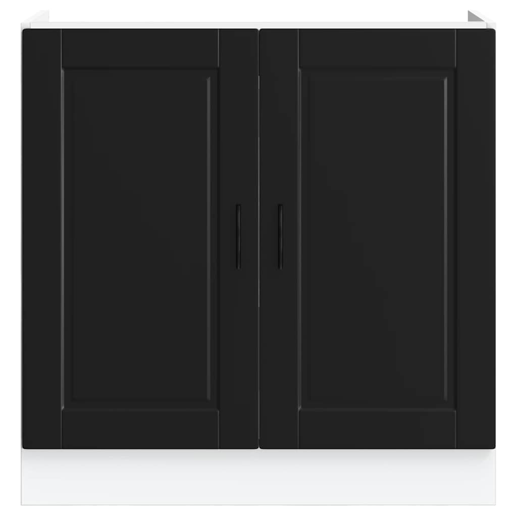 Sink Base Cabinet?"Porto" Black 80x46x81,5 cm?Engineered Wood