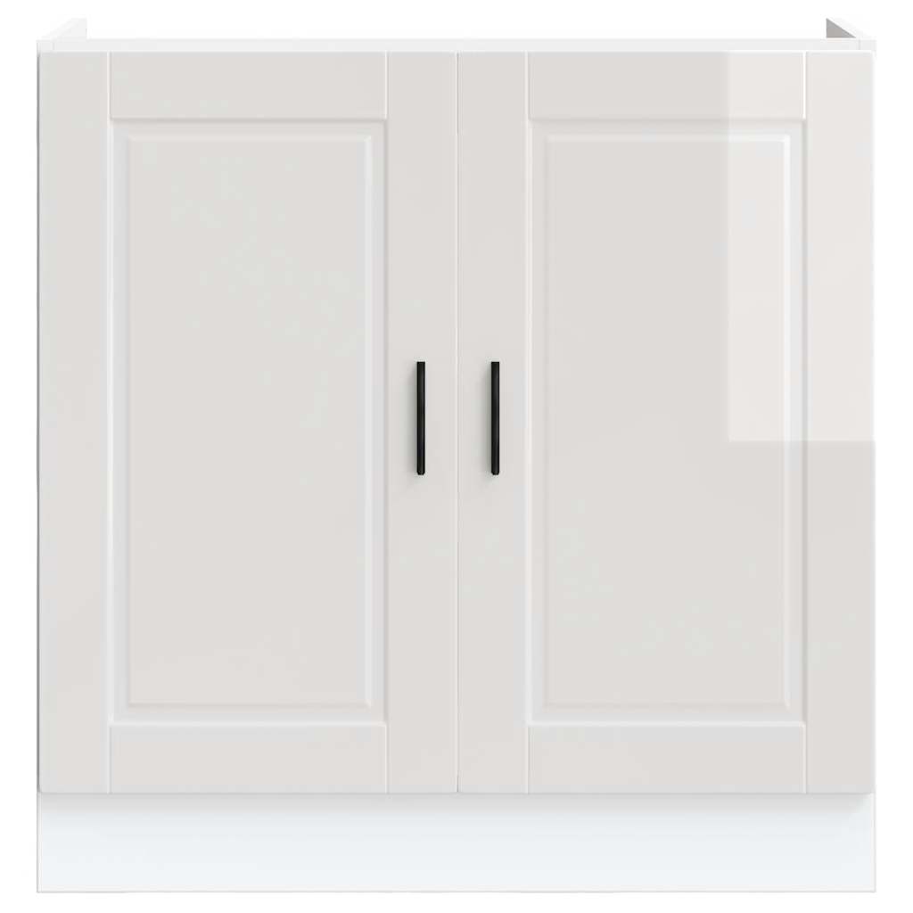 Sink Base Cabinet?"Porto" High Gloss White 80x46x81,5 cm?Engineered Wood