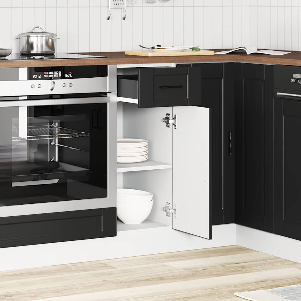 Kitchen Base Cabinet "Porto" Black Engineered Wood