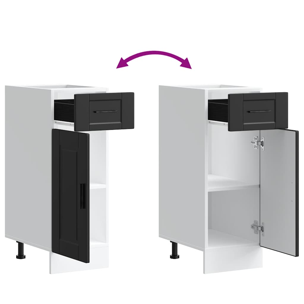 Kitchen Base Cabinet "Porto" Black Engineered Wood