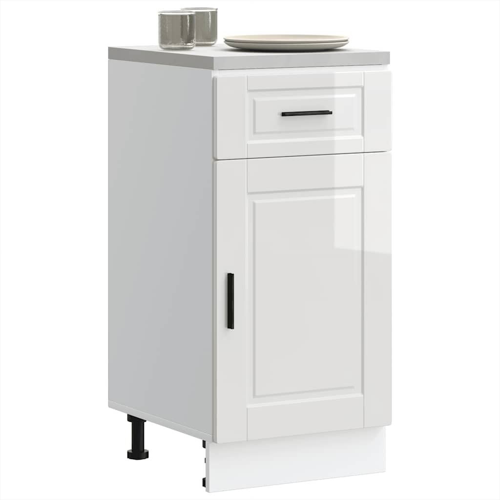 Kitchen Base Cabinet "Porto" High Gloss White Engineered Wood