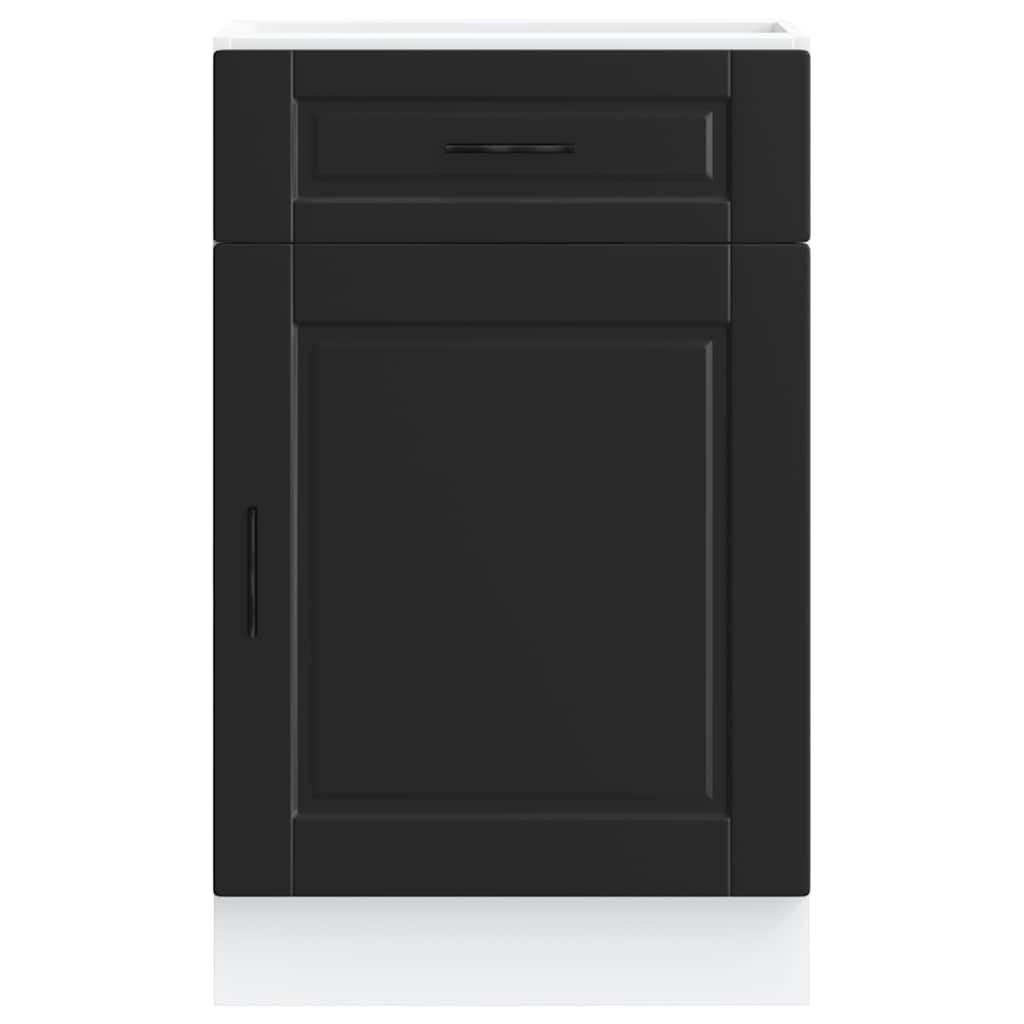 Kitchen Base Cabinet "Porto" Black Engineered Wood
