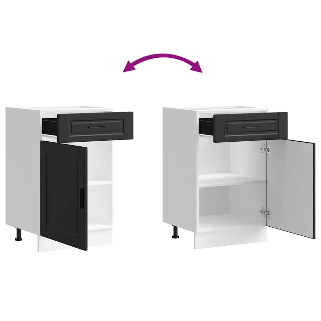 Kitchen Base Cabinet "Porto" Black Engineered Wood