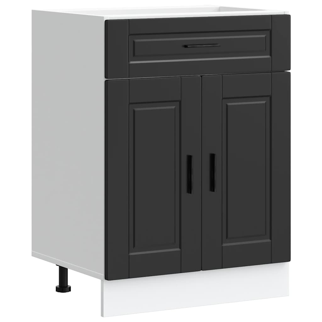 Kitchen Base Cabinet "Porto" Black Engineered Wood