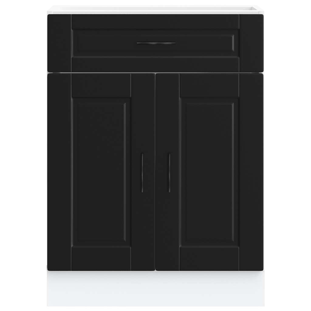 Kitchen Base Cabinet "Porto" Black Engineered Wood