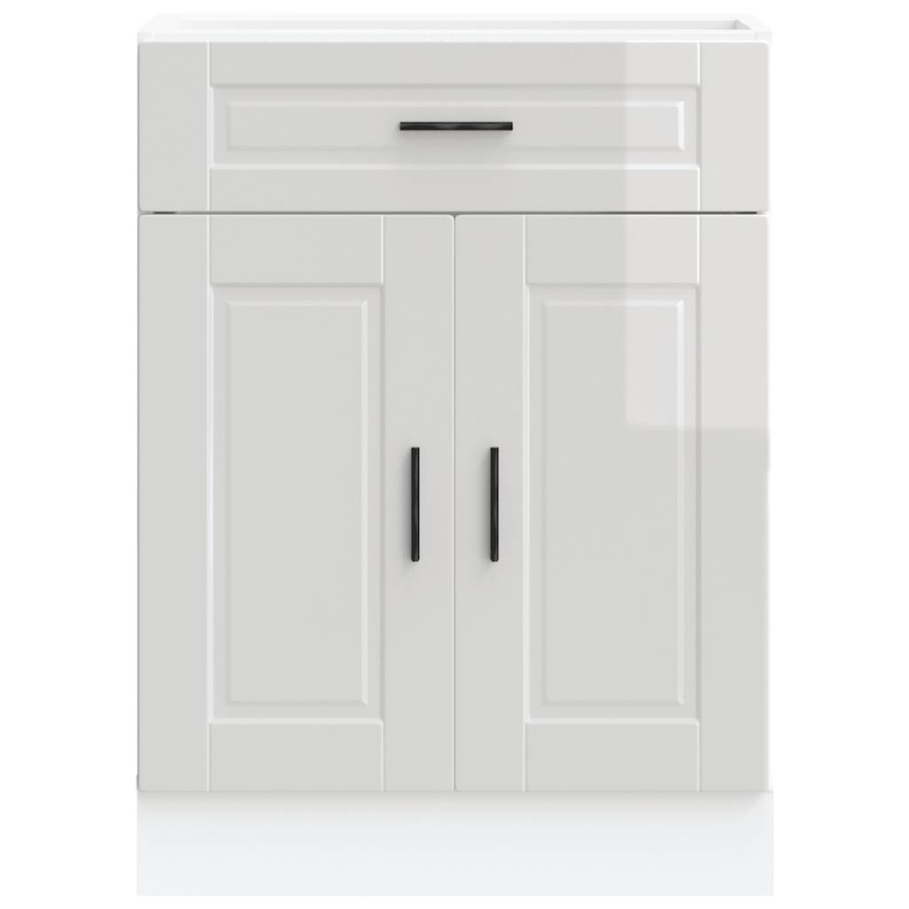 Kitchen Base Cabinet "Porto" High Gloss White Engineered Wood