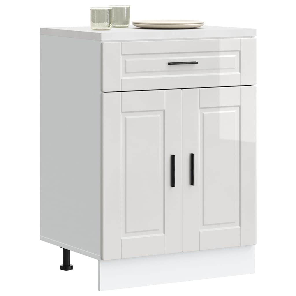 Kitchen Base Cabinet "Porto" High Gloss White Engineered Wood