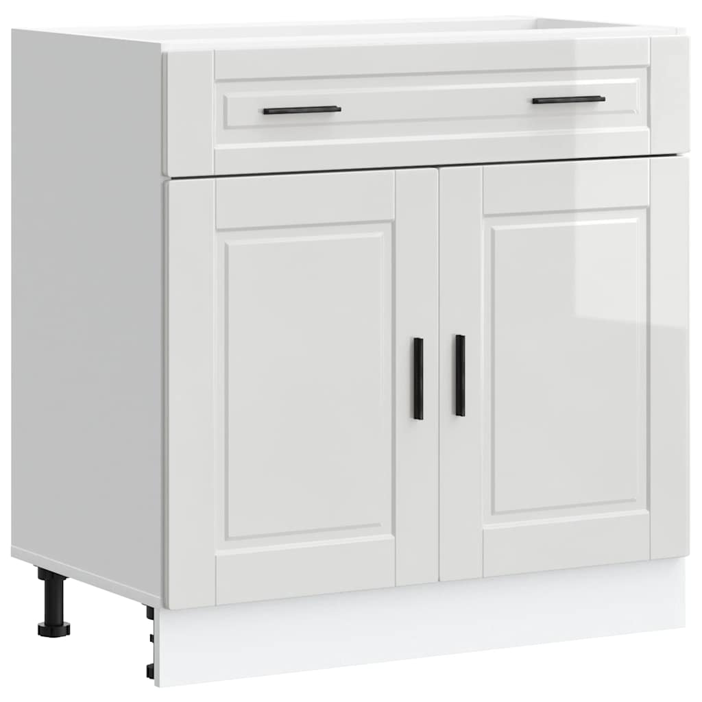 Kitchen Base Cabinet "Porto" High Gloss White Engineered Wood