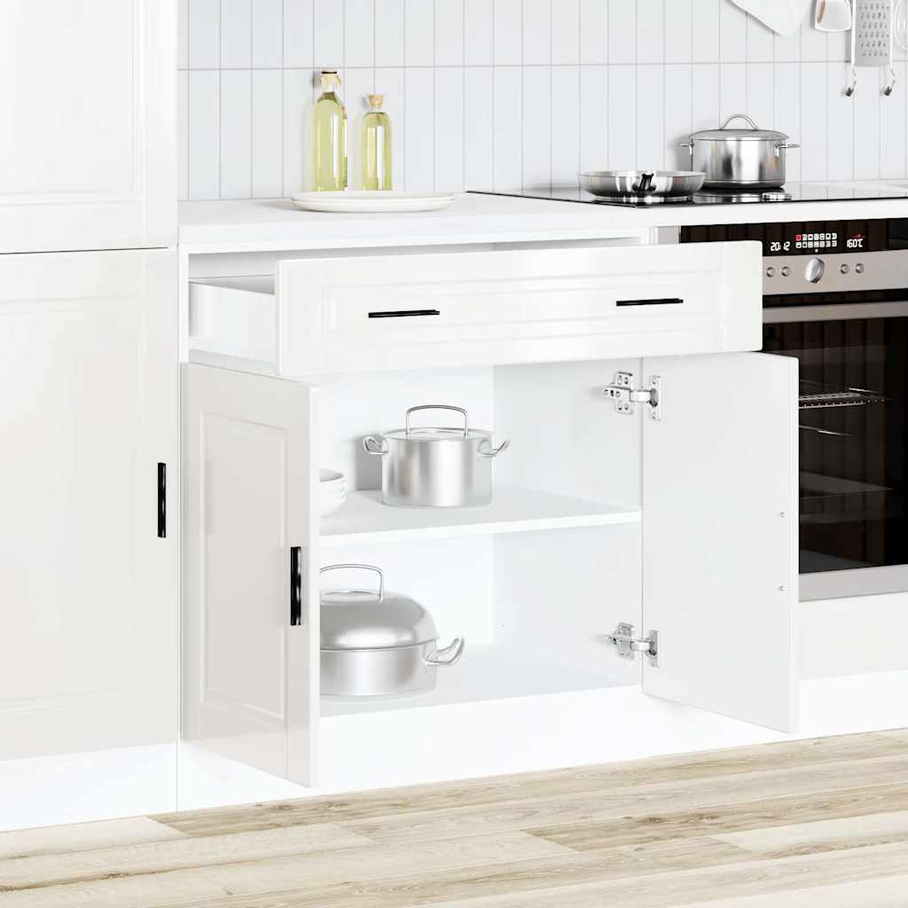 Kitchen Base Cabinet "Porto" High Gloss White Engineered Wood