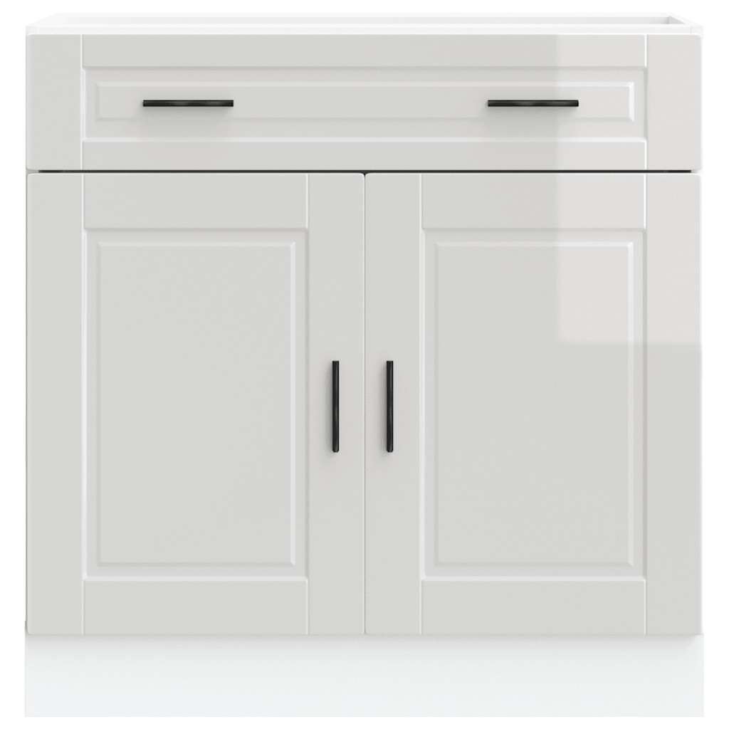 Kitchen Base Cabinet "Porto" High Gloss White Engineered Wood