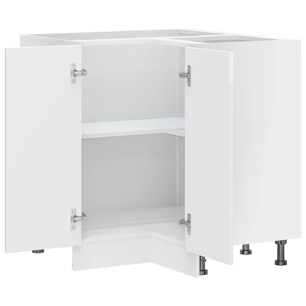 Kitchen Corner Base Cabinet?"Porto" High Gloss White Engineered Wood