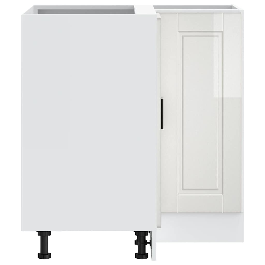 Kitchen Corner Base Cabinet "Porto" High Gloss White Engineered Wood