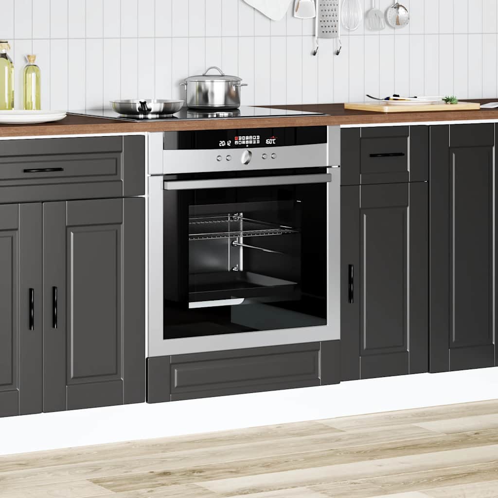 Oven Cabinet "Porto" Black Engineered Wood