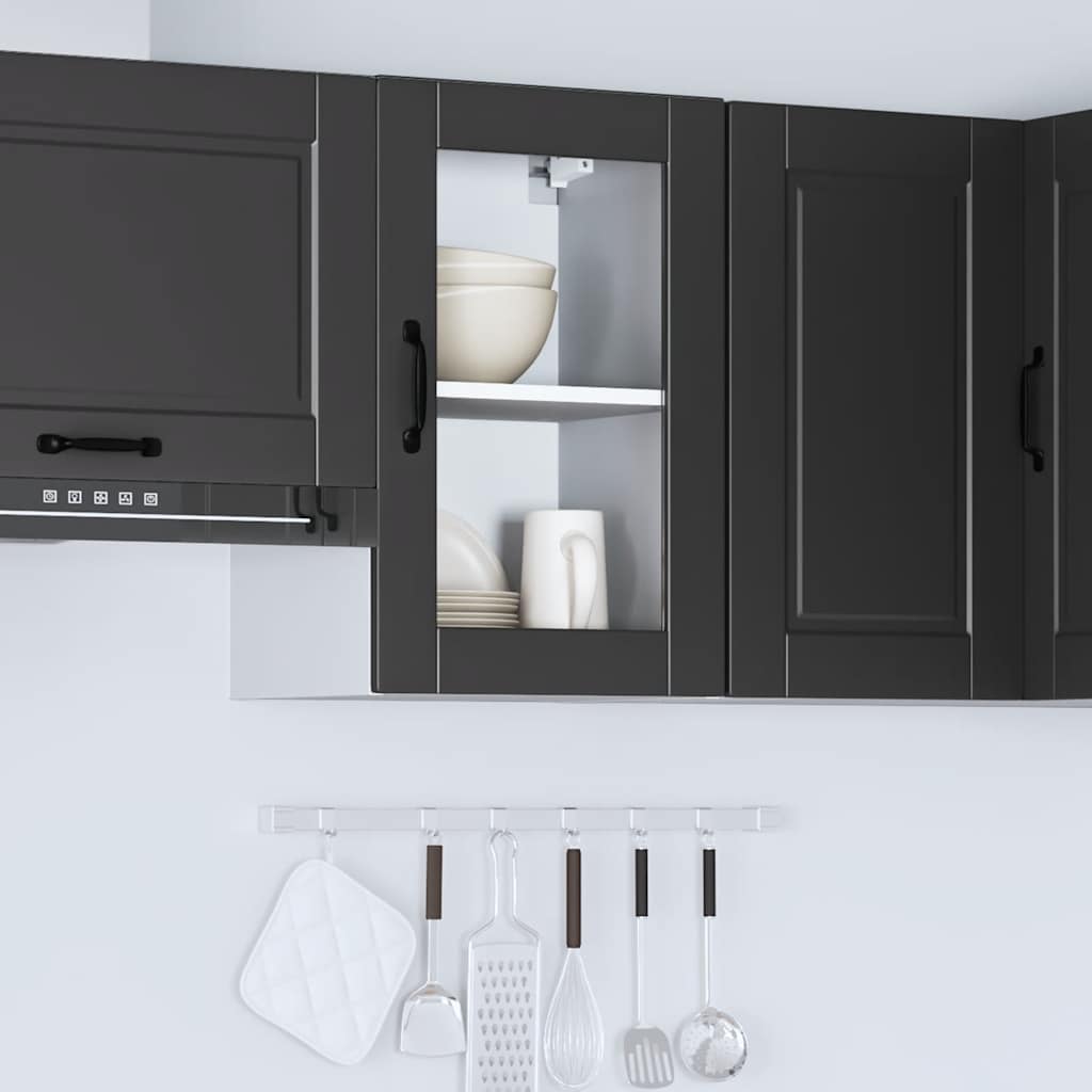 Kitchen Wall Cabinet with Glass Door"Porto" Black