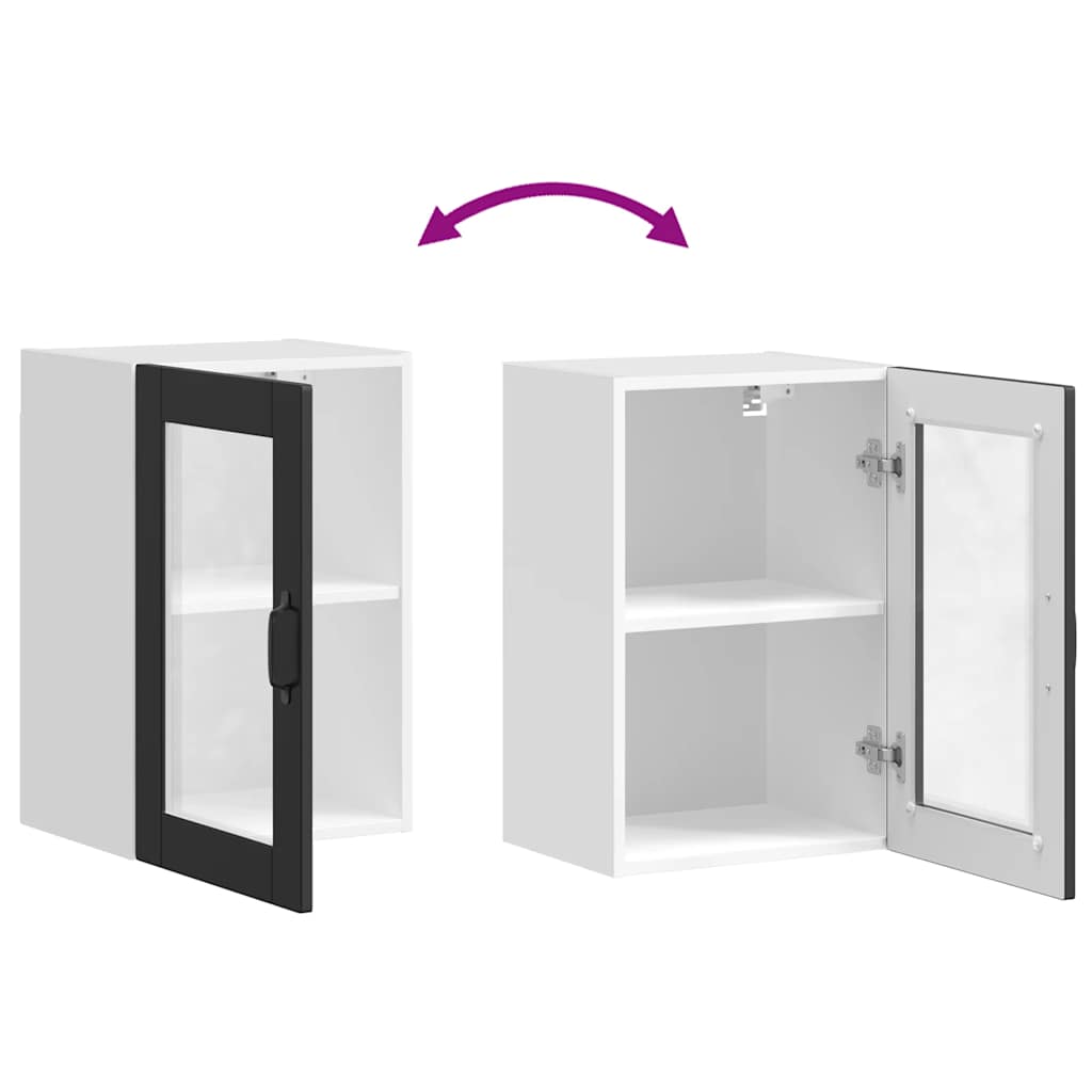 Kitchen Wall Cabinet with Glass Door"Porto" Black
