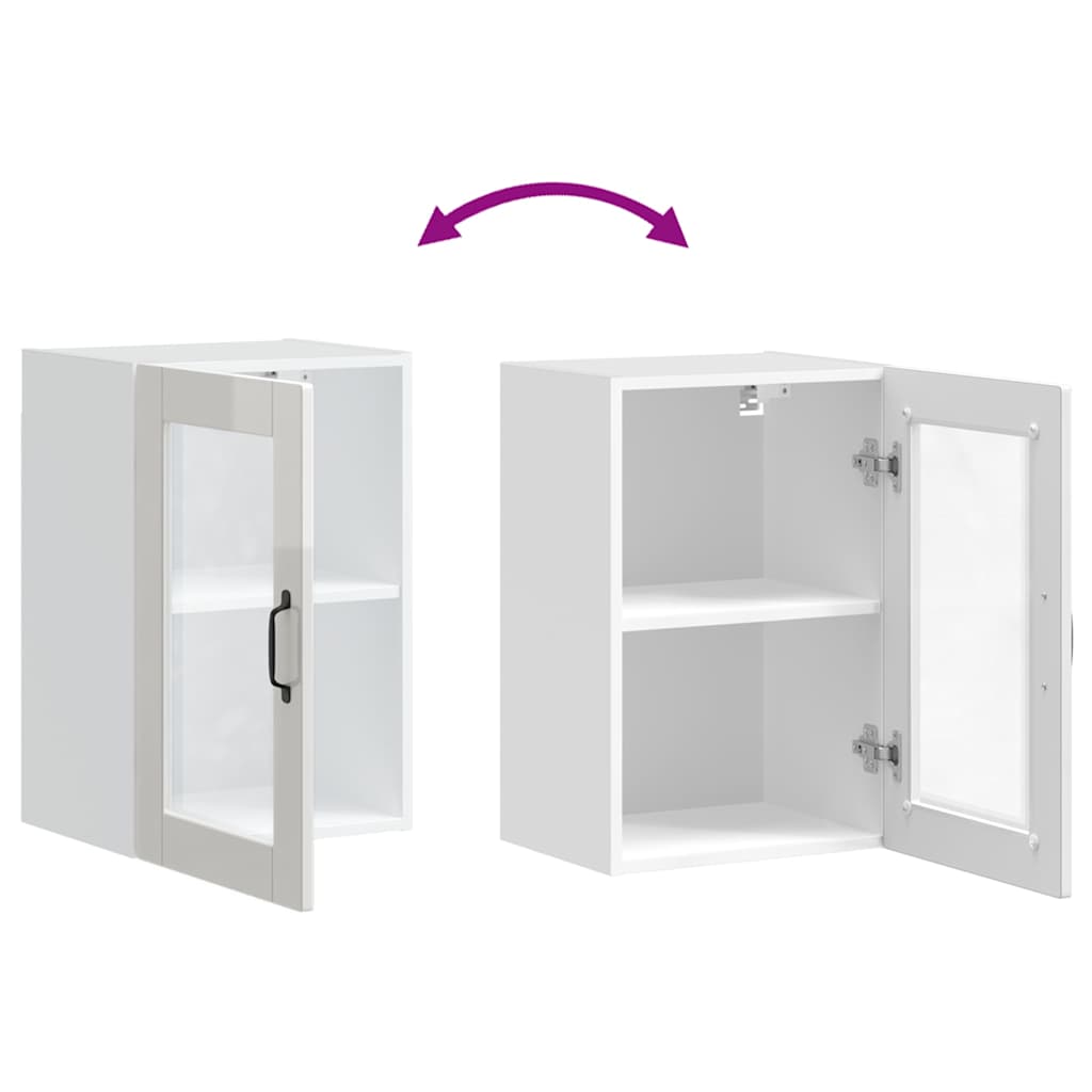 Kitchen Wall Cabinet with Glass Door?"Porto" High Gloss White