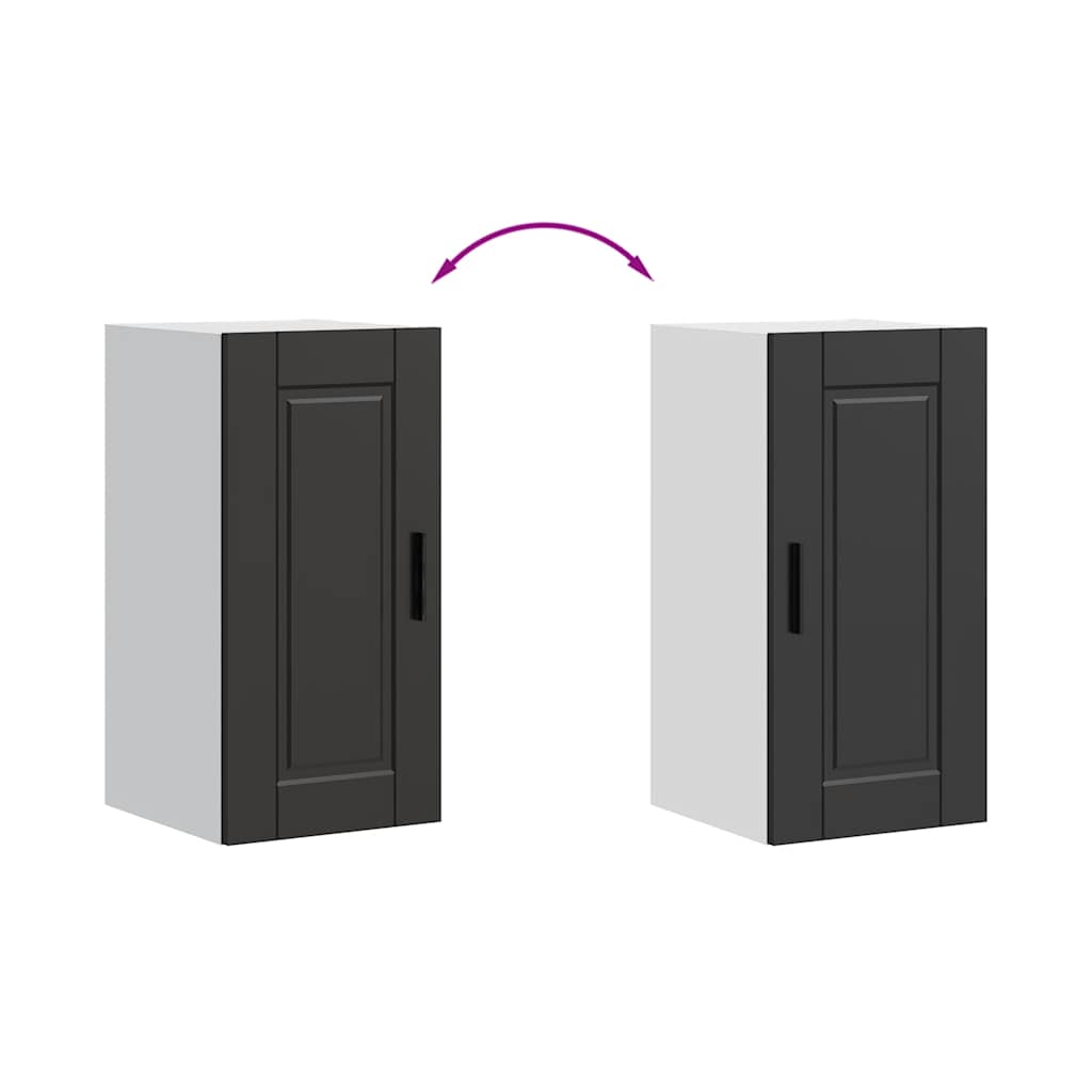Kitchen Wall Cabinet?"Porto" Black Engineered Wood