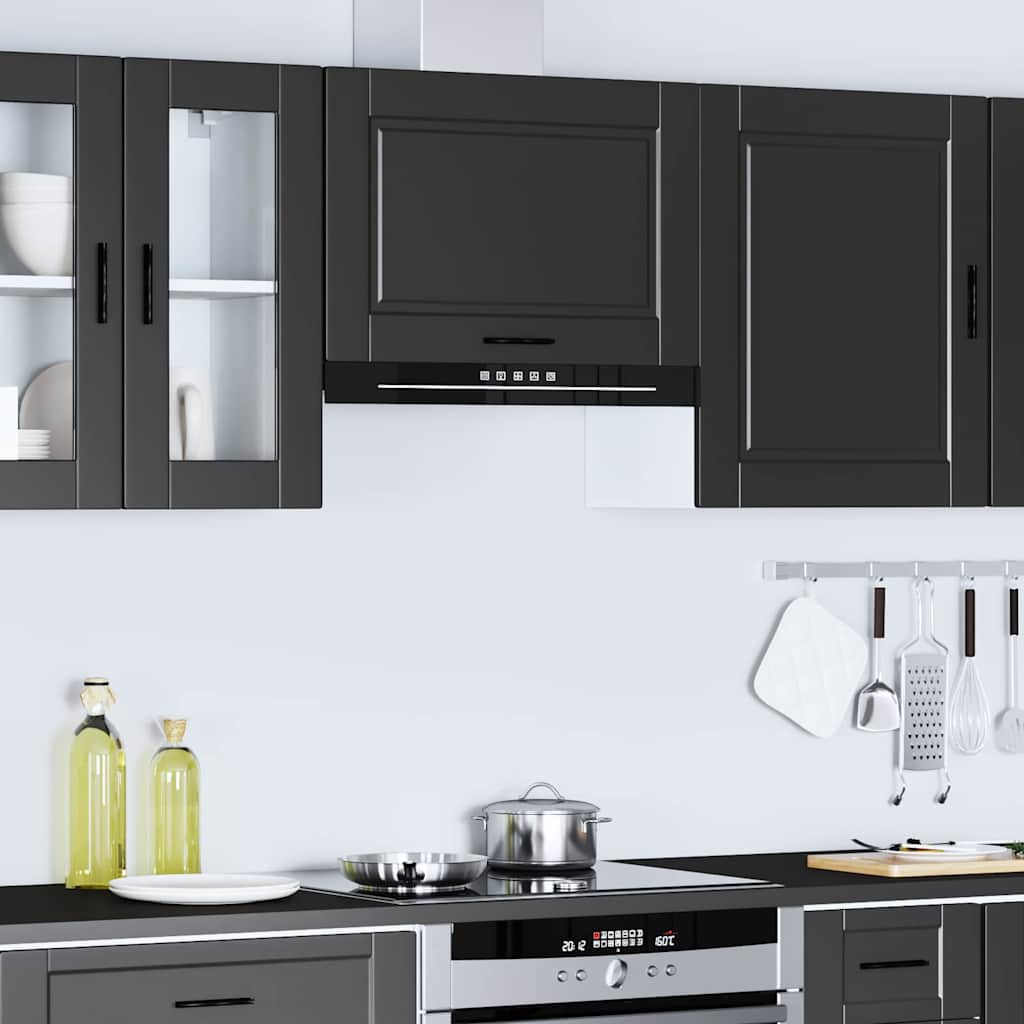 Kitchen Wall Cabinet "Porto" Black Engineered Wood