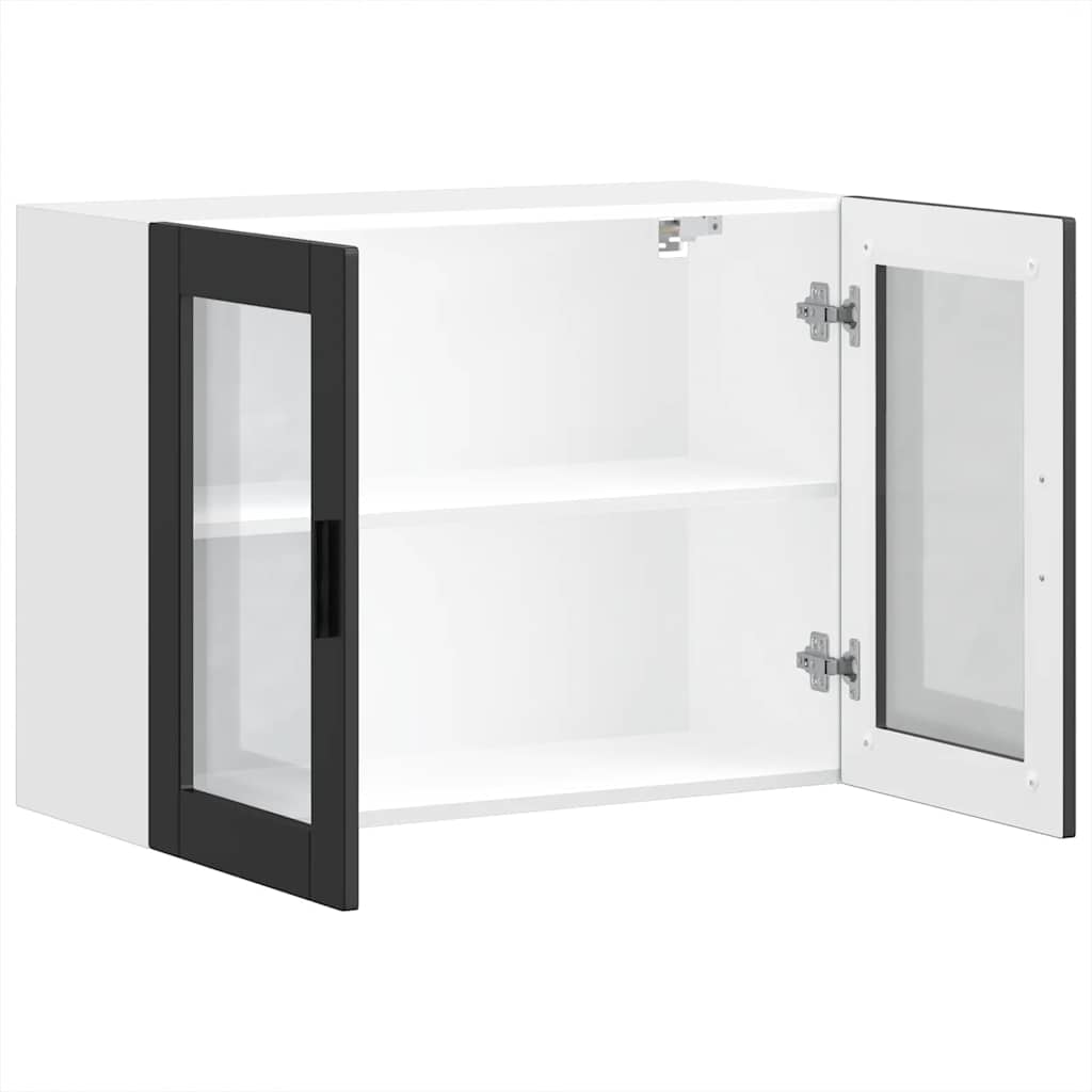 Kitchen Wall Cabinet with Glass Door "Porto" Black