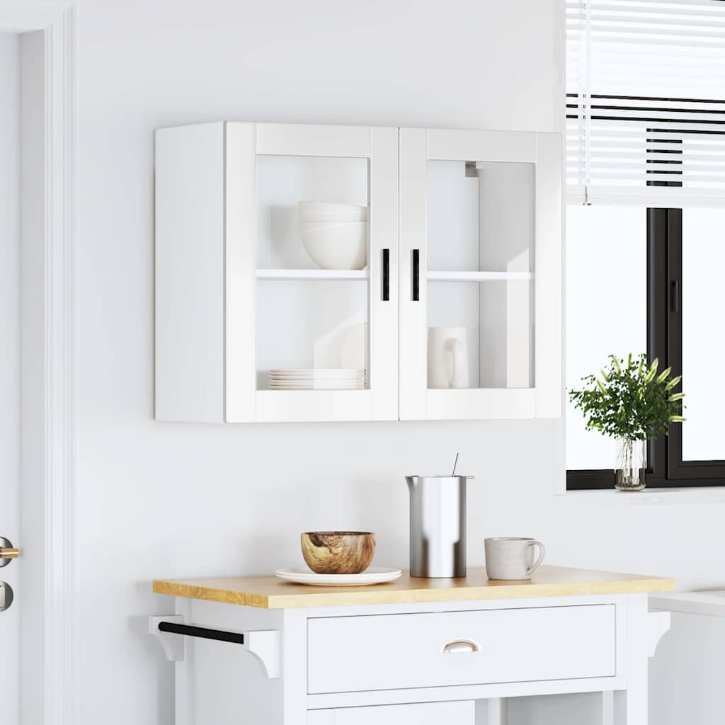 Kitchen Wall Cabinet with Glass Door "Porto" High Gloss White