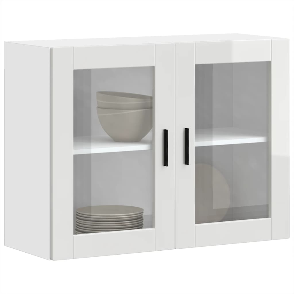 Kitchen Wall Cabinet with Glass Door "Porto" High Gloss White