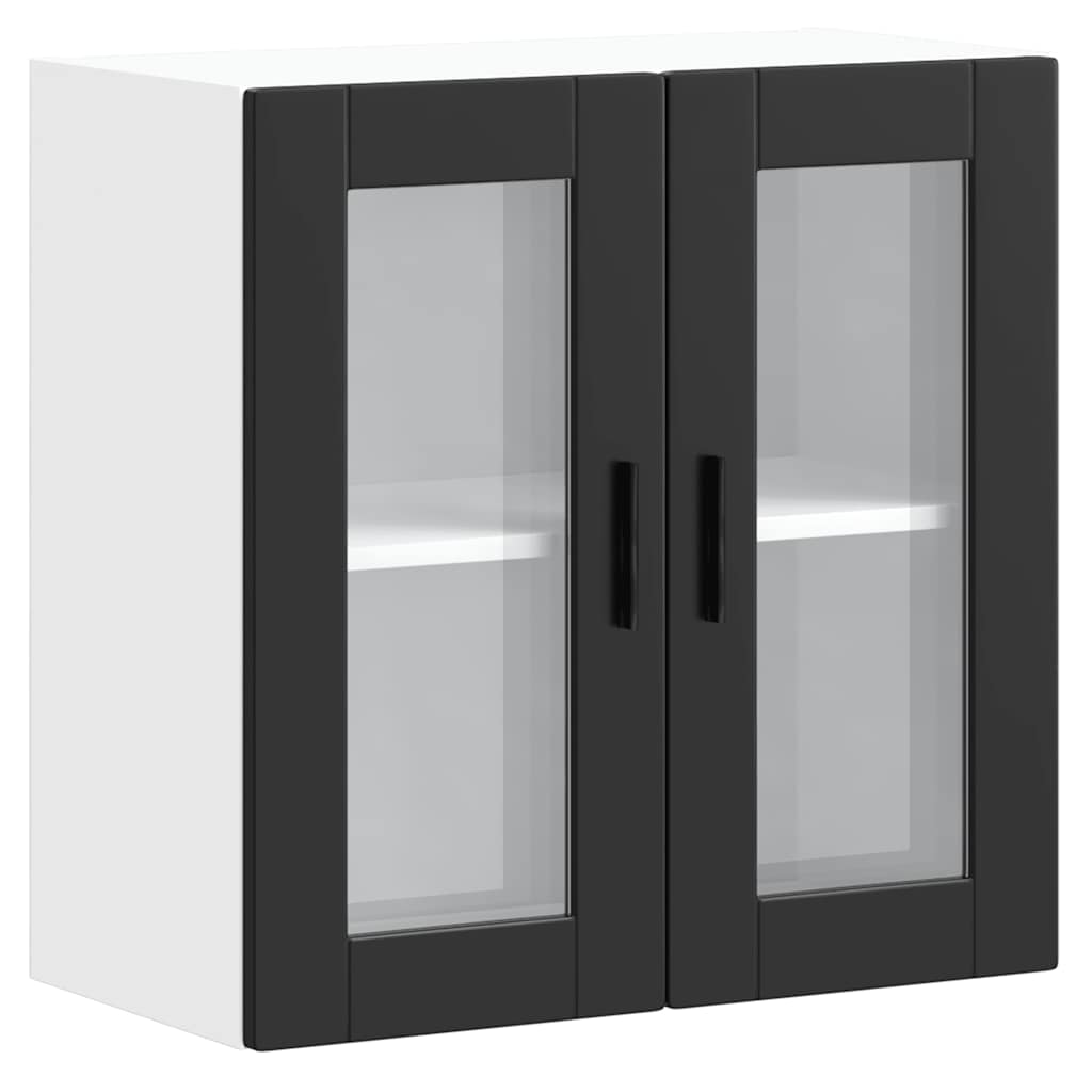 Kitchen Wall Cabinet with Glass Door "Porto" Black
