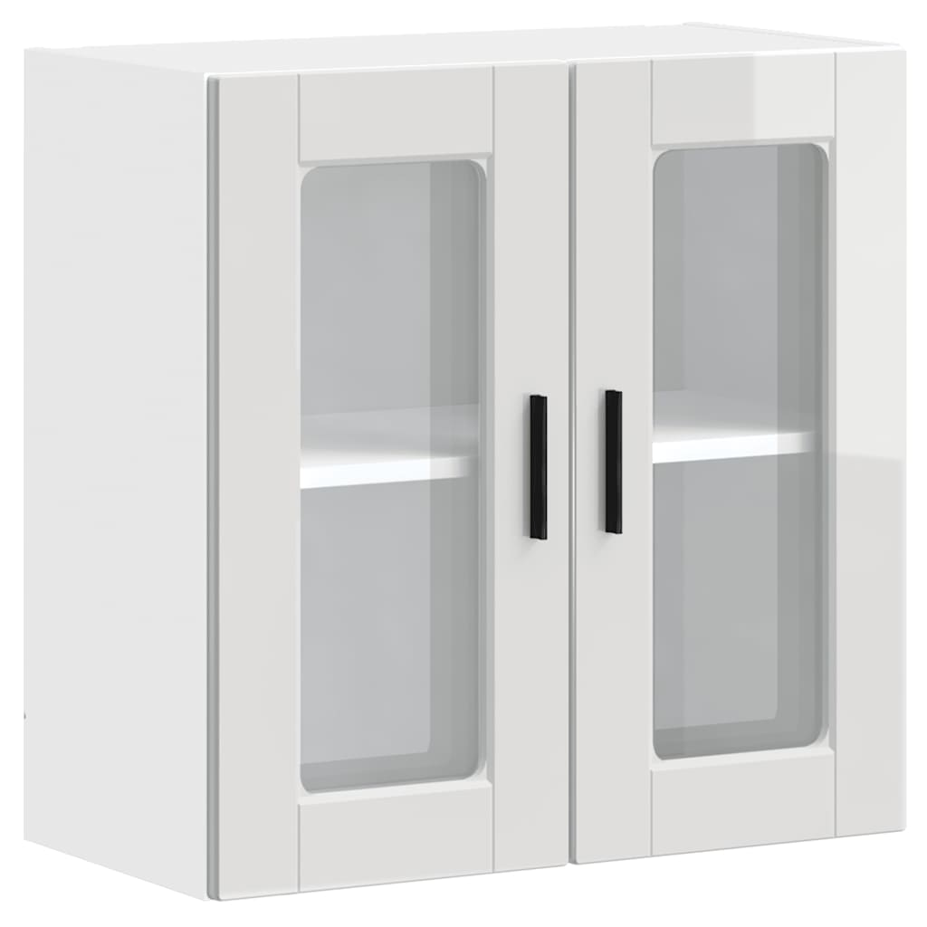 Kitchen Wall Cabinet with Glass Door "Porto" High Gloss White