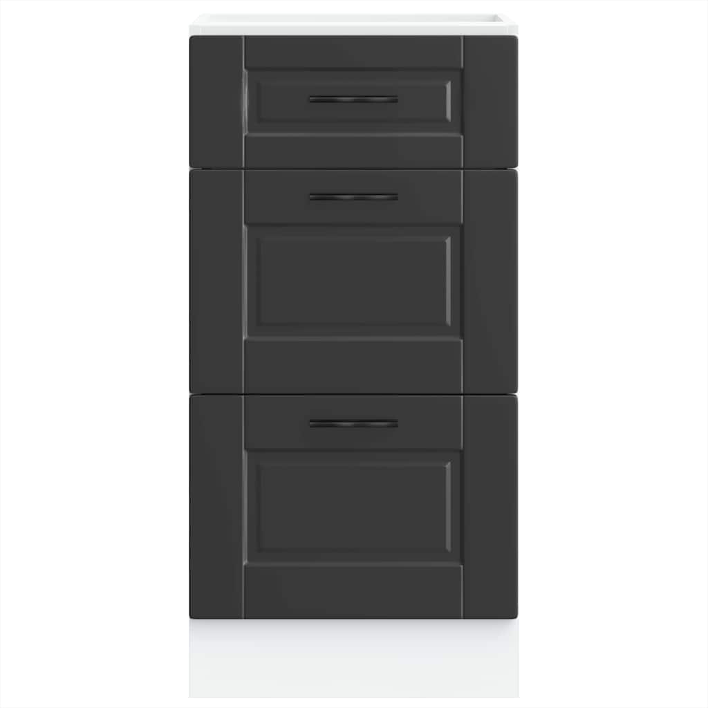 Kitchen Base Cabinet "Porto" Black Engineered Wood
