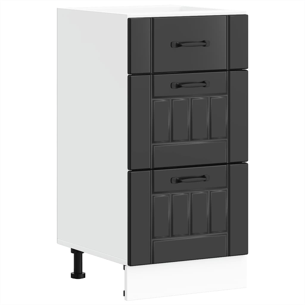 Kitchen Base Cabinet "Lucca" Black Engineered Wood