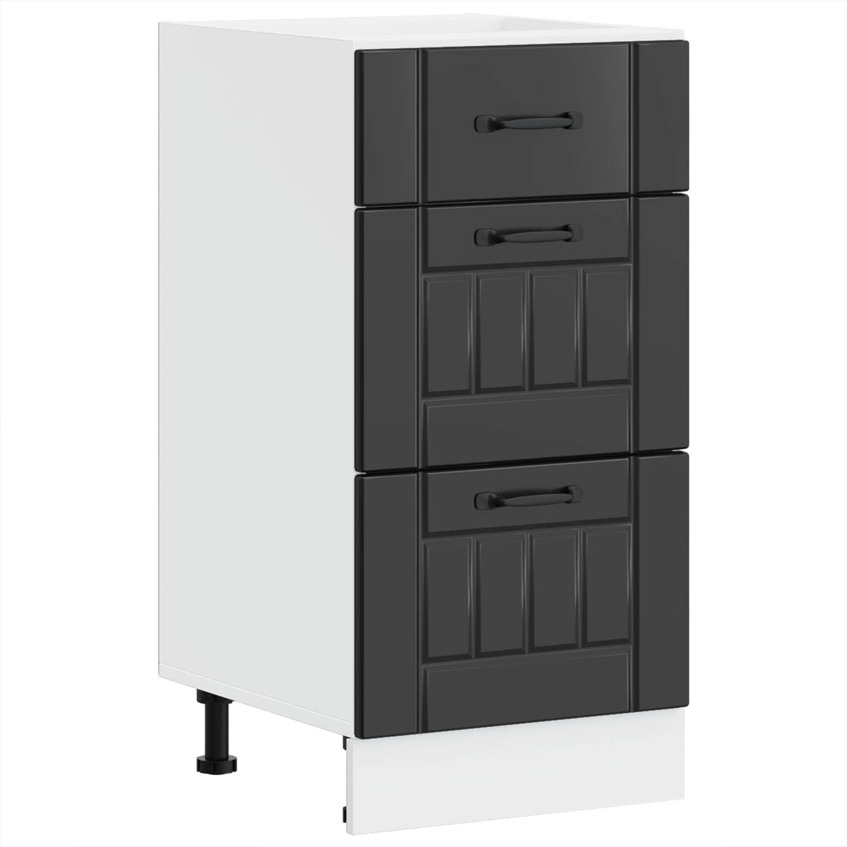 Kitchen Base Cabinet "Lucca" Black Engineered Wood