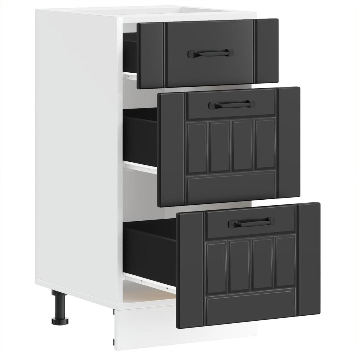 Kitchen Base Cabinet "Lucca" Black Engineered Wood