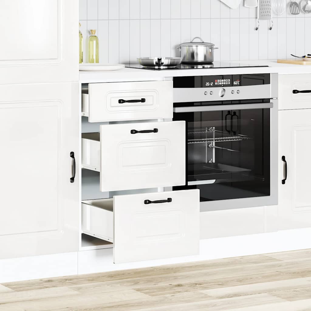 Kitchen Base Cabinet "Kalmar" High Gloss White Engineered Wood