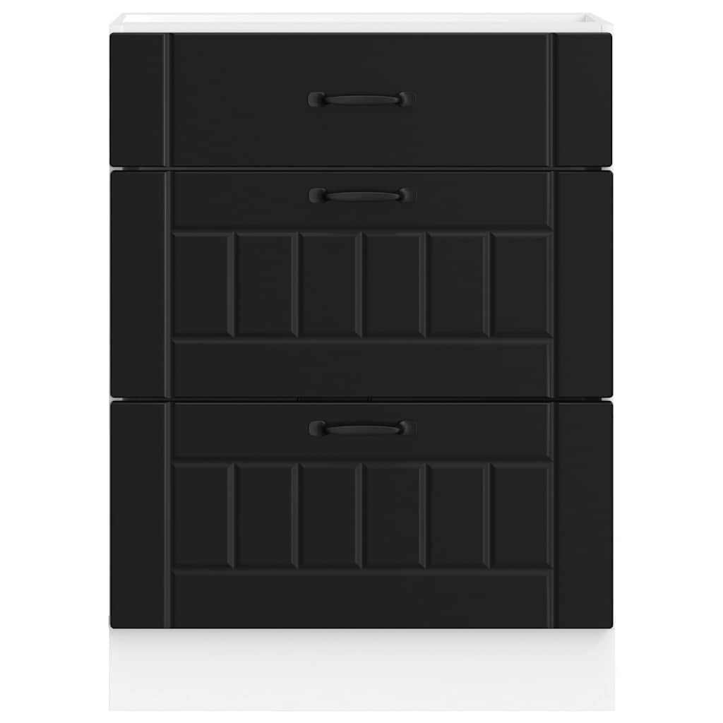 Kitchen Base Cabinet "Lucca" Black Engineered Wood