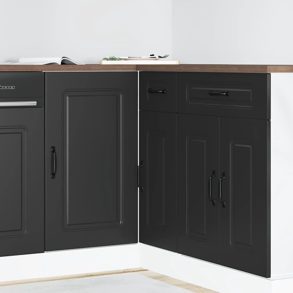 Kitchen Base Cabinet "Kalmar" Black Engineered Wood